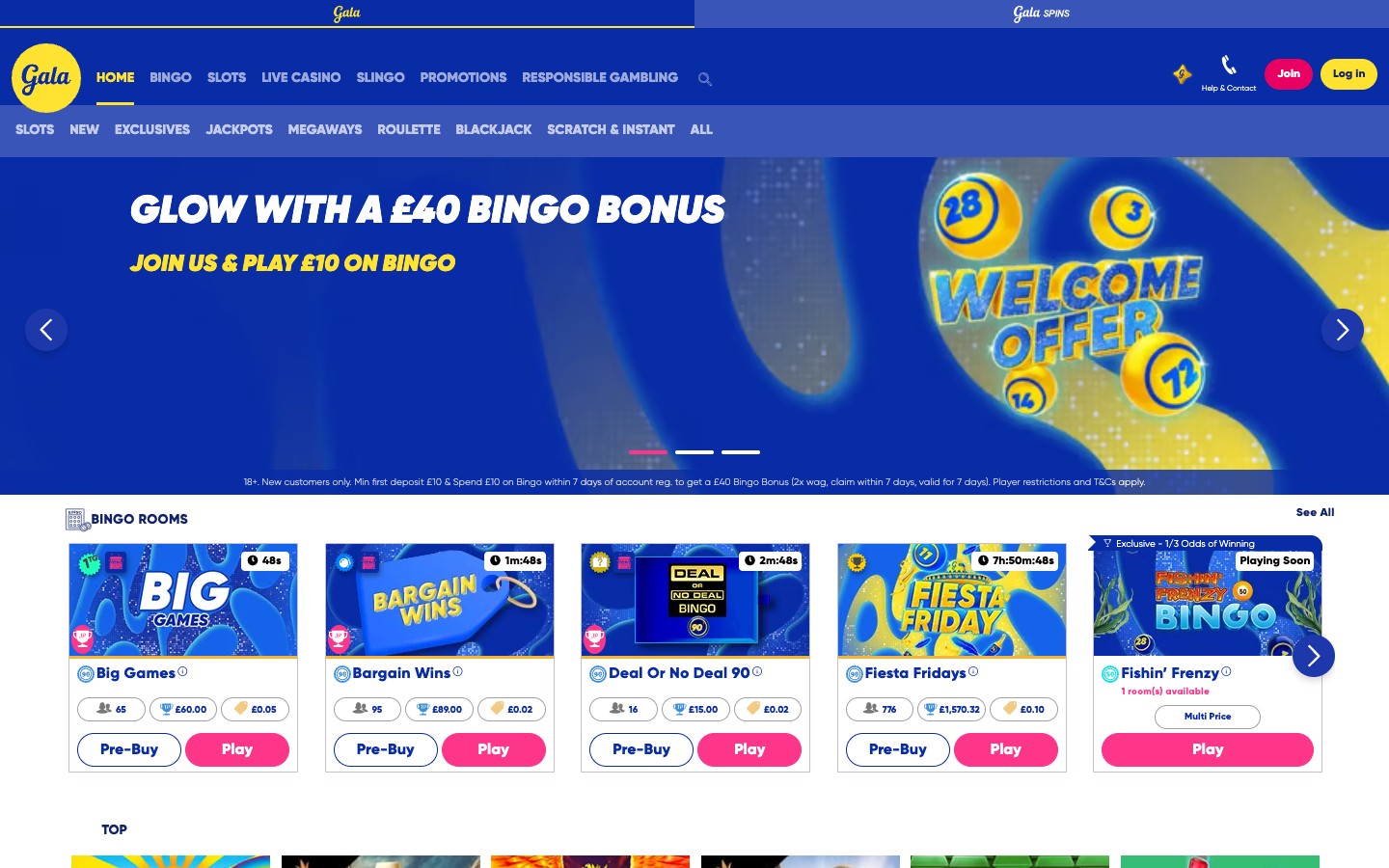 Gala Bingo homepage