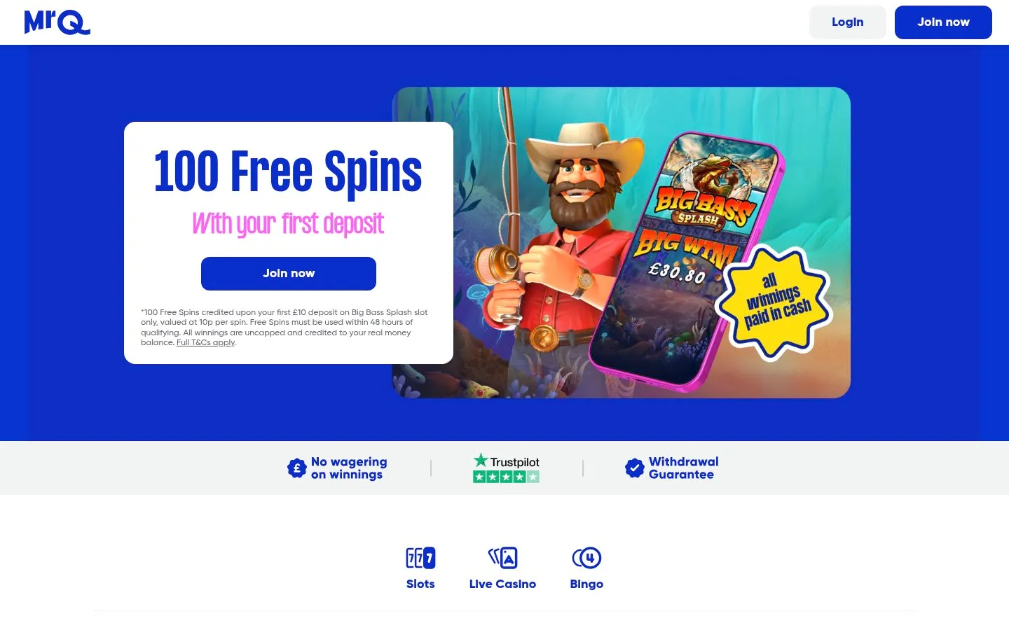 MrQ Casino homepage screenshot
