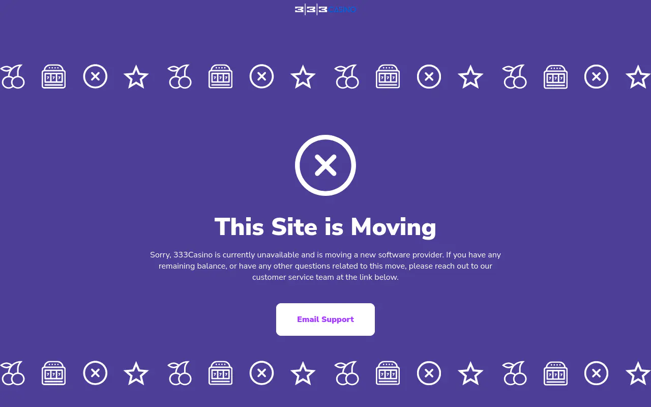 333 Casino homepage screenshot