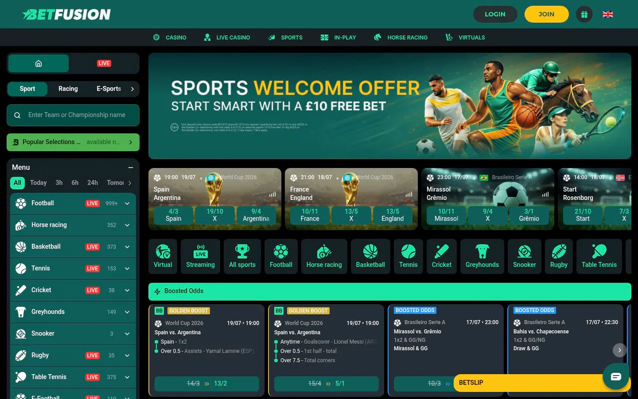 BetFusion homepage screenshot