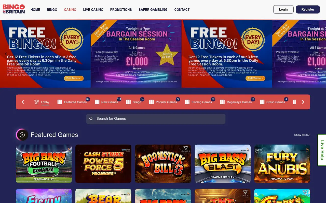 BingoBritain homepage screenshot