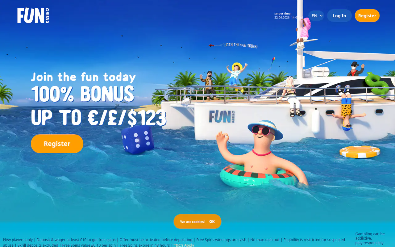 Fun Casino homepage screenshot