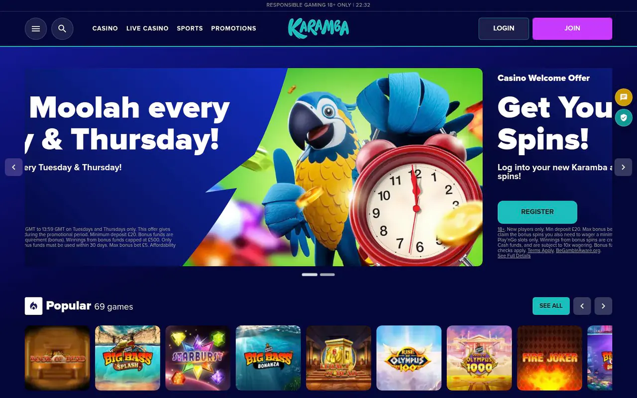 Karamba homepage screenshot
