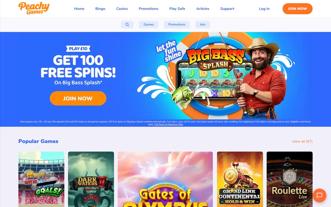 Peachy Games homepage screenshot