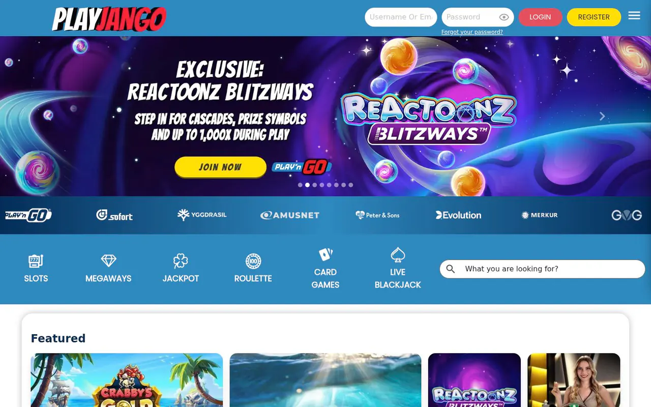Play Jango homepage screenshot