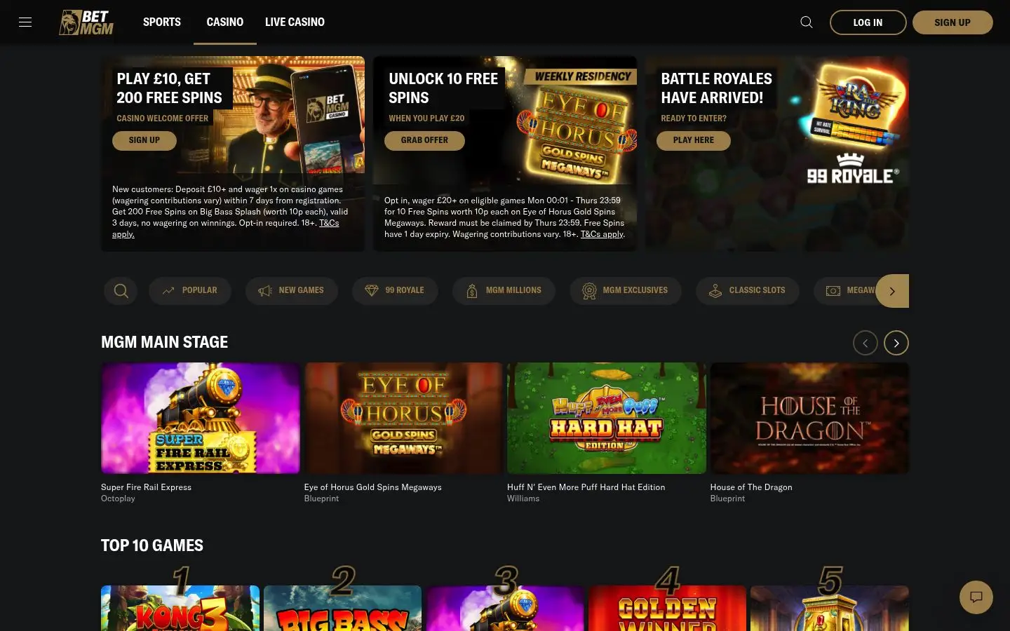 BetMGM homepage