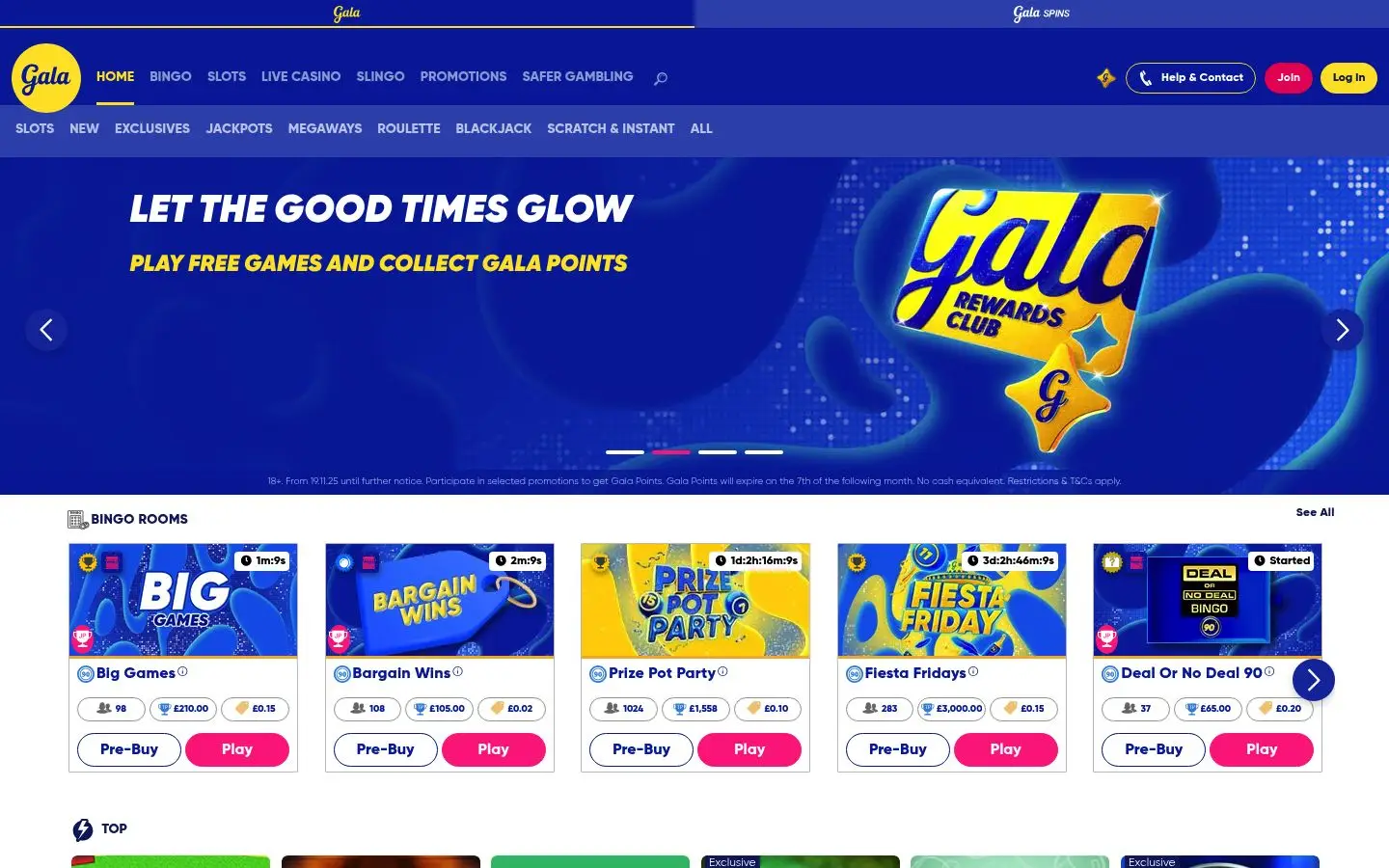 Gala Bingo homepage