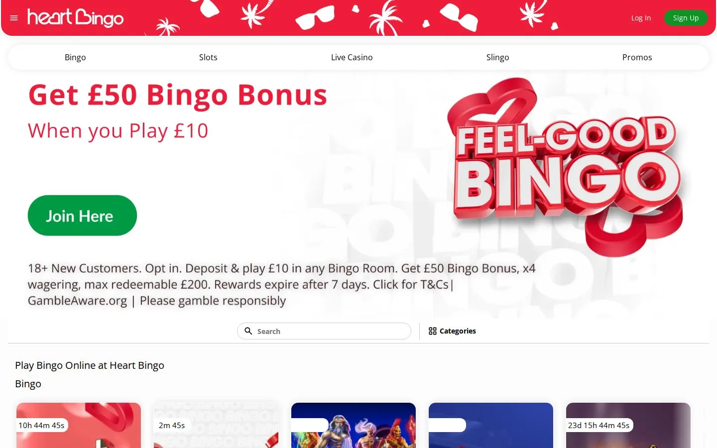 Heart Bingo homepage