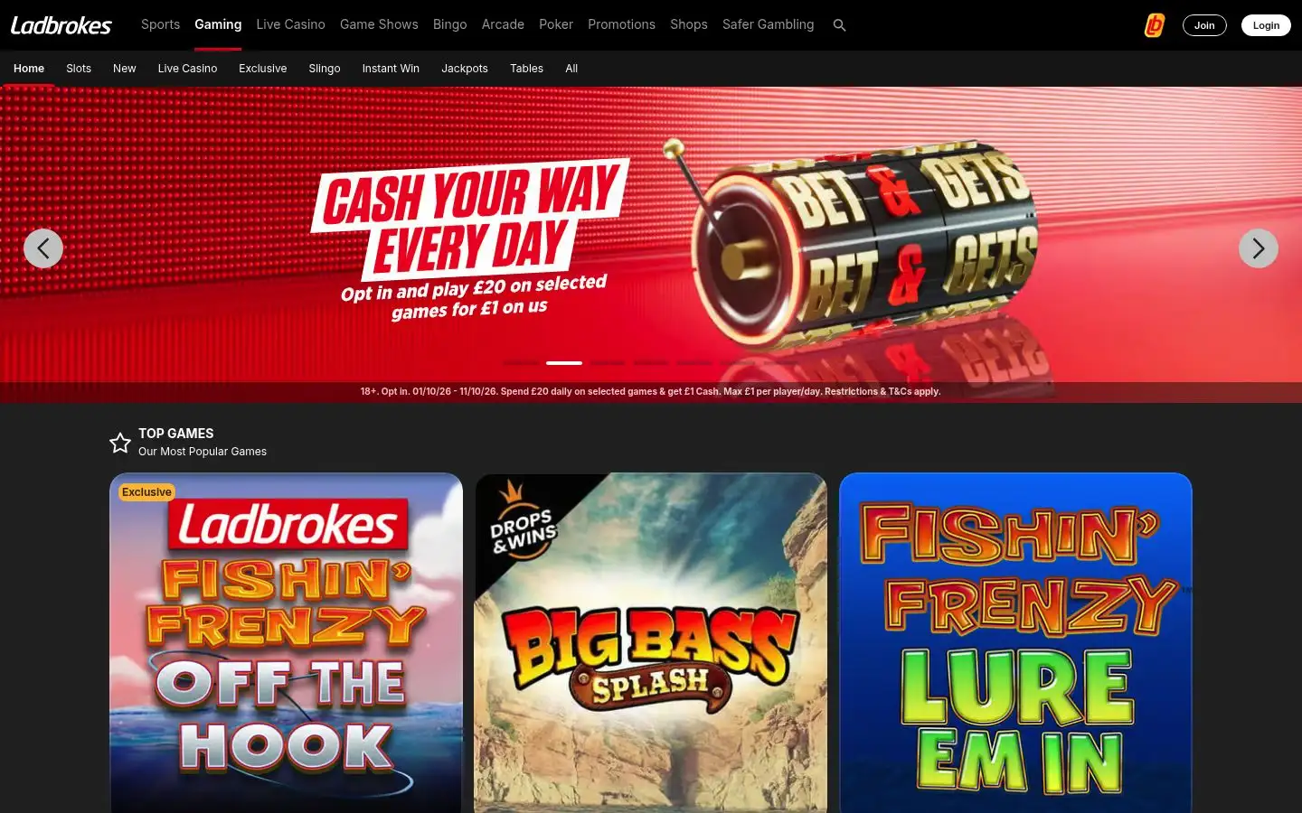 Ladbrokes homepage