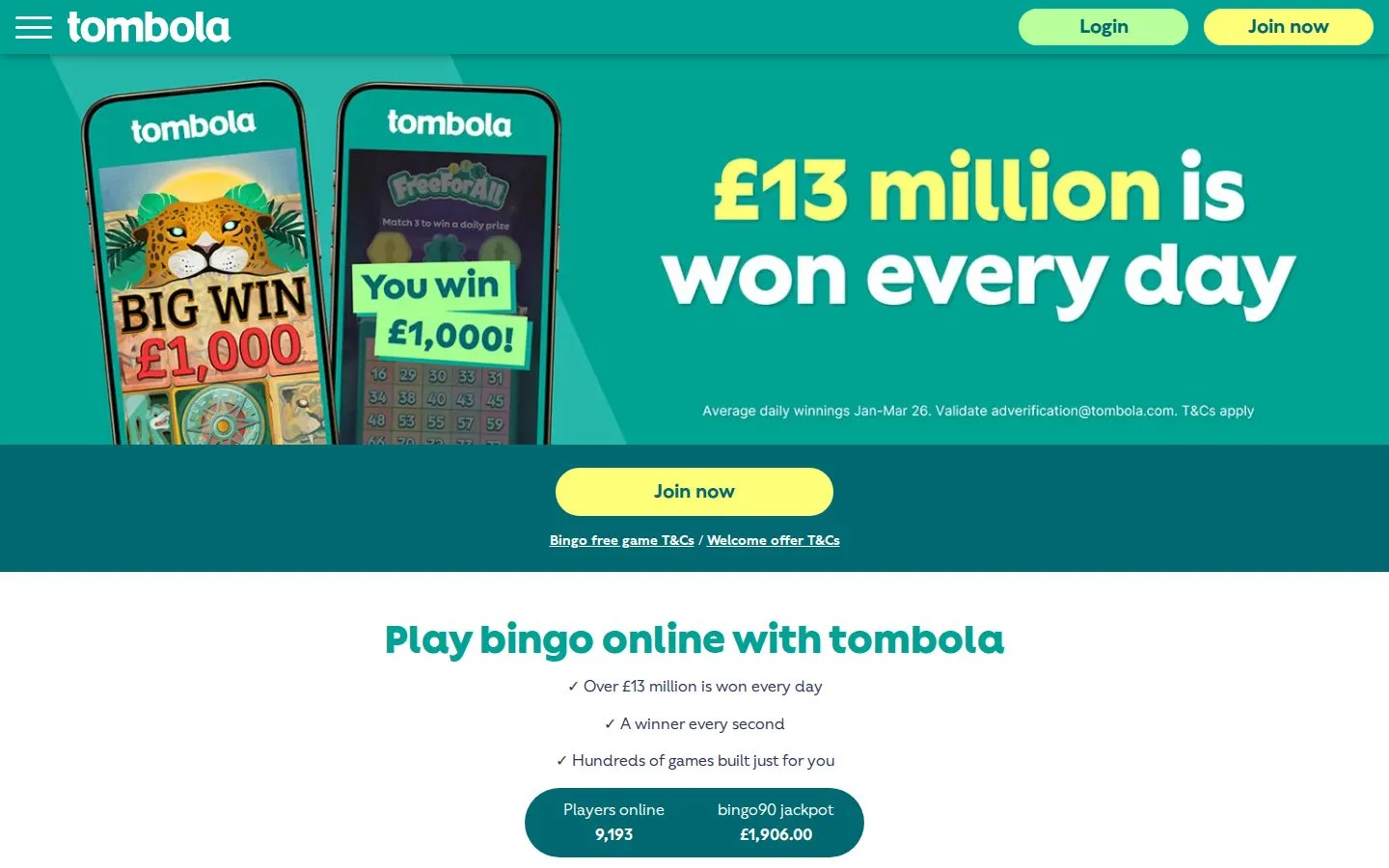 tombola homepage